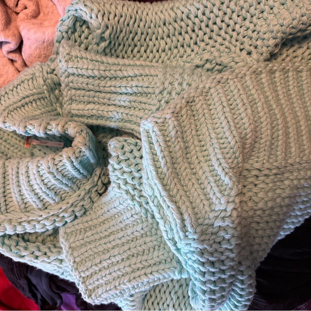 Free People Chunky Cowl Knit Sweater in Mint - Picture 5 of 7